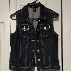 BACCINI Denim Vest Size Petite Medium